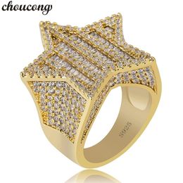 choucong Star male Hiphop Ring Pave AAAA cz 925 Sterling silver Anniversary Party Band Rings For men women Rock Iced out Jewellery 244e