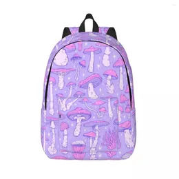 Backpack Custom Magic Mushrooms Pastel Purple Canvas Men Women Casual Bookbag For College School Bags