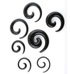 Ear tunnel P31 100pcs mix 8 size black acrylic body jewelry spiral ear taper ear plug7738533