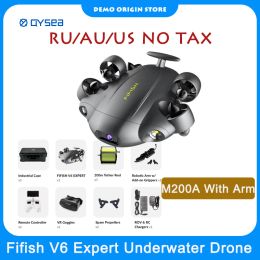 Fifish V6 Expert Underwater Drone With Arm V6E 200 Metres Cable Six Thruster Diving Drone ROV 4K UHD Camera VR M100 M200A Flight