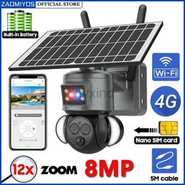 IP Cameras 8MP 4K Solar Camera 4G sim Outdoor Waterproof Safety Monitoring and Tracking WIFI PTZ Dual Lens 12X Zoom CCTV IP Camera d240510