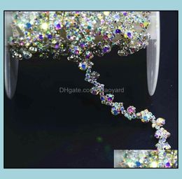 Beads Arts Crafts Gifts Home Garden Ship 1Yd Sparkling Clear Rhinestone Ab Color Crystal Costume Chain Applique Trims Supply Drop 8236527