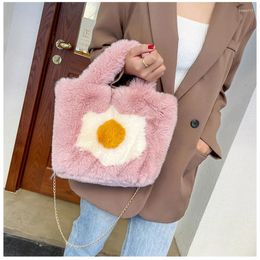 Waist Bags Fashian Faux Fur Egg Toast Bag Tote Women Winter Warm Handbag High Quality