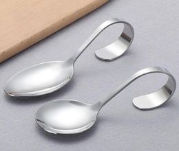 el and Restaurant Use Stainless Steel Canape Serving Spoon Shiny Polish Sea Food with Bendy Handle2014179