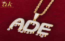 Custom Name Personalised Necklaces for Women Jewellery Gold Colour Small Purple Drip Hip Hop Jewellery With Rope Chain1418943