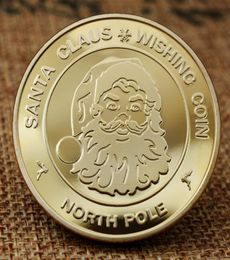 Santa Claus Wishing Coin Collectible Gold Plated Souvenir Coin North Pole Collection Gift Merry Christmas Commemorative Coin1740730