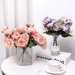 Decorative Flowers Artificial Peony Silk Bouquet Table Decoration Wedding Accessories Outdoor Garden Items
