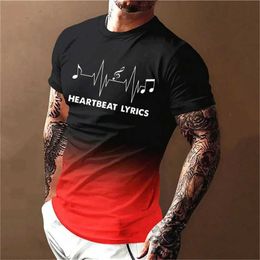 Men's T-Shirts Mens T-Shirt 3D PrintGradient Style Music-lover Tee 2024 Summer Oversized T Shirt For Men Fashion Short Sleeve O-Neck Tops J240509