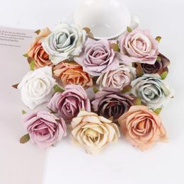 Decorative Flowers 5PCS Artificial Rose Head Wedding Wreaths Christmas Decorations For Home Diy Gift Fake Plants