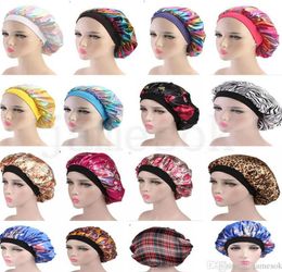 Laser Beret Elastic Wide Side Sleep Turban Hat Silky Shower Cap Hair Care Perm Cap for Woman Head Wrap Hair Accessories DA2053461772