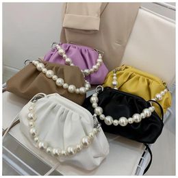 Shoulder Bags 2024 Pearl Handbag Korean Fashion Messenger Bag Texture Small Square Female Handbags