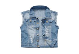 Plus Size Button Coats Mens Ripped Vest and Jacket Casual Denim Vests Men Retro Sleeveless Slim Fit Male Jeans Tank Top3526490