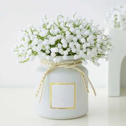 Decorative Flowers Wreaths White Babys Breath Flowers Artificial White Fake Flowers Gypsophila DIY Floral Bouquets Arrangement Wedding Home Decor
