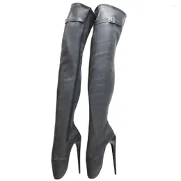 Boots Jialuowei Latex Material Ballet Thin Heel Side-Zip Over-the-Knee Women Sexy Fetish Stretch Custom Made