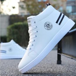Casual Shoes Sneakers High Top Men White Sport 2024 Arrival Ankle Boots Leather Male D56