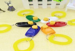 Dog Button Clicker Pet Sound Trainer with Wrist Band Aid Guide Pet Click Training Tool Dogs Supplies 11 Colours 100pc5790700