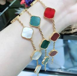 Fashion Classic 4/Four Leaf Clover Charm Bracelets Bangle Chain 18K Gold Agate Shell Mother-of-Pearl for Women&Girl Wedding Mother' Day Jewelry Women gifts