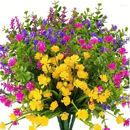 Decorative Flowers 6 Bundles Of UV-Resistant Artificial - Perfect For Garden Patio Porch Window Box & More!