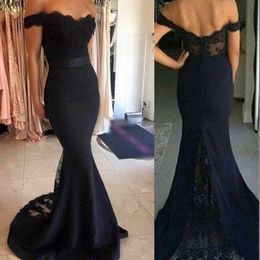 Vestidos Cortos de Gala Modest Long Black Lace Prom Dresses 2019 Off Shoulder Sweetheart Chiffon Ombre Bridesmaid Dress Women Party Gow 255x