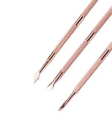 2021 fashion Nail Care Cleaner Nail Art Tools Cuticle Pusher Set Manicure Pedicure Tool Rose Gold Stainless Steel Finger Dead Sk4507859