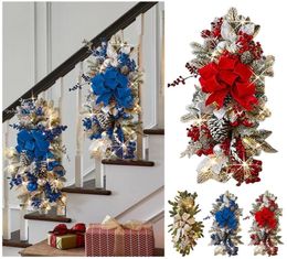 Decorative Flowers Wreaths Led Wreath Prelit Stairway Swag Trim Cordless Stairs Decoration Lights Up Christmas Decor Home Holida7319574