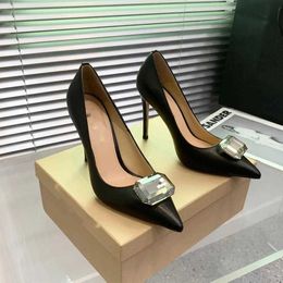 105mm stiletto pumps Large crystal decoration Bridal shoes pointed toes stiletto Heels pumps heeled women Luxury Designers dress shoe