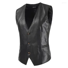 Men's Tank Tops 2024 Slim Fit Large Leather Vest Fashion Versatile Jacket