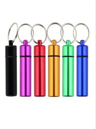 Key Chain Holder Aluminum Waterproof Pill Box Bottle Container Keychain Jar Storage Stash Smoking Accessories2451609