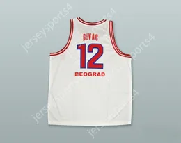 CUSTOM NAY Mens Youth/Kids VLADE DIVAC 12 KK CRVENA ZVEZDA RED STAR BEOGRAD SERBIA WHITE BASKETBALL JERSEY TOP Stitched S-6XL