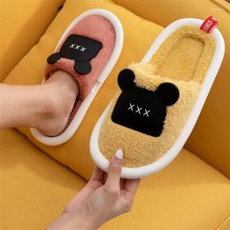 Slippers Fashion Women Fluffy Winter Warm Fleece Home Indoor Shoes Ladies Men Soft Cute Cartoon Bear Arrival Cotton Large