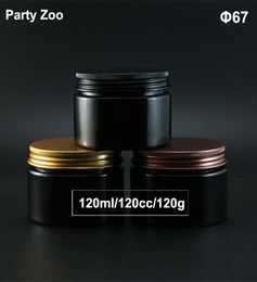 4OZ Empty Black PET Cosmetics Cream Wide Mouth Container With Gold Aluminum Screw Lid 120ml Cosmetic Powder Bottle Jar8554273
