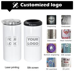 2024 New Sublimation White Can Coolers 16oz 4 In 1 Can Coolers With Bottle Opener Stainless Steel Reusable Tumblers By Express