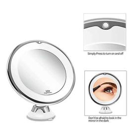 Compact Mirrors Flexible makeup mirror 10x magnifying glass 14 LED light touch screen portable Q2405091