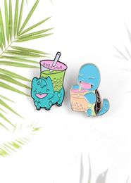 New Turtle Drink Beverage Pearl Milk Tea Brooch Creative Popular Cartoon Cute Animal Pins Student Wild Gift Jean Female Enamel2343671