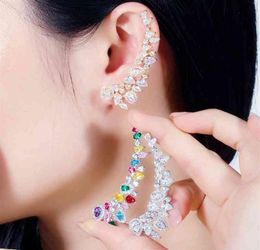 CWWZircons Chic Cubic Zircon 585 Gold Color Long Asymmetrical Ear Climber Clamp Stud Earrings for Women Punk Rock Jewelry CZ725 216954200