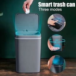 1216L Smart Trash Can Automatic Sensor Dustbin Electric Waste Bin Waterproof Wastebasket For Kitchen Bathroom Recycling 240510