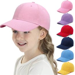 Fashion Candy Colour Kids Baseball Cap Sun Protection Boy Girls Hat Adjustable Travel Children Baby Summer 240430