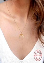 AprilGrass Brand Designer 100 925 Sterling Silver Moon Pendant Necklaces for Women Fashion Designer Women039s Simple Necklace 7411716