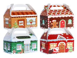 Christmas Decorations Gift Boxes Cookie Treat 3D Xmas House Cardboard Gable For Candy Holiday Party Favor Supplies Giving Bingdund1851730