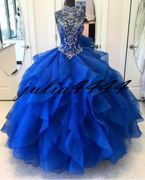 Royal Blue Quinceanera Dresses 2019 Modest Masquerade Ball Dresses Beads Sweet 16 Princess Pageant Dress For Girls Birthday Wear C4558158