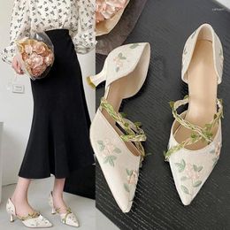 Dress Shoes Fashionable Versatile Fairy Style Baotou Sandals Pointed Slim Heels High