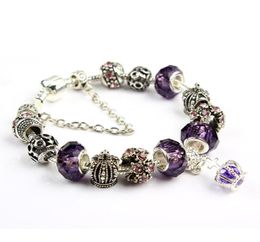 17-21CM Charm Bracelet Silver Bracelets For Women Royal Crown Bracelet Crystal Beads Diy Jewellery with custom logo2205368