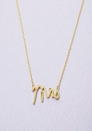 30pcs English alphabet initials MRS madam Mrs Necklace Small Stamped Word Initial Necklace Tiny Love Alphabet Letter Necklaces7127572