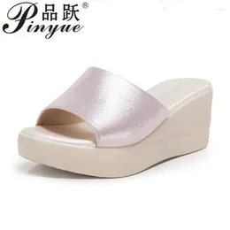 Slippers Women's Sandals 2024 Summer Wedges Heels Women Shoes Woman Bright Piece Of Cloth Casual