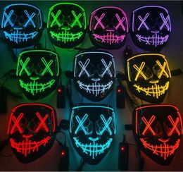 DHL Halloween Mask LED Light Up Glowing Party Funny Masks The Purge Election Year Great Festival Cosplay Costume Supplies Coser fa7165101