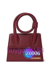 Delicate Luxury Jaq Designer Tote Burgundy Leather Bag New Solid Colour Fashionable One Shoulder Small Handbag1