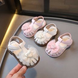 Sandals Girls Summer New Baby Baotou Princess Shoes Anti slip Soft Sole Kick H240510