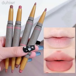 Lip Pencils Double sided matte lipliner pink matte velvet solid lip Colour waterproof durable lipstick pencil Korean makeup d240510