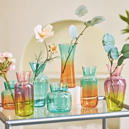 Mini Glass Table Vase Creative Flower Vase Decorative Glass Bottles Wedding Centrepieces Home Decor Vase Decoration Home 240510