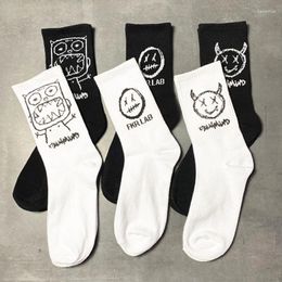 Men's Socks Cotton Cartoon Pattern Japanese Style Hip Hop Street Fashion Creative Skateboard Happy Funny Novelty Crew Gift